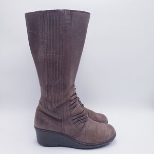 KEEN Womens Brown Zurich Leather Wedge Heel Knee High Boots Side Zip Size 10